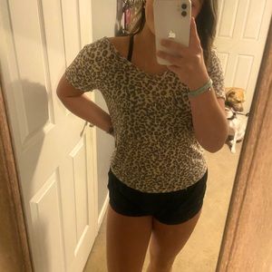 cheetah print v neck top